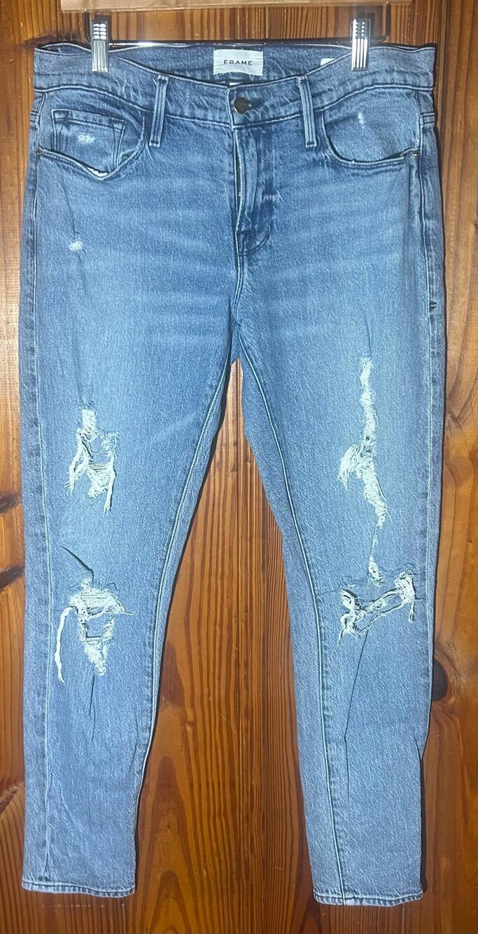 FRAME Le Garçon Women’s distressed jeans boyfriend fit light wash size 28